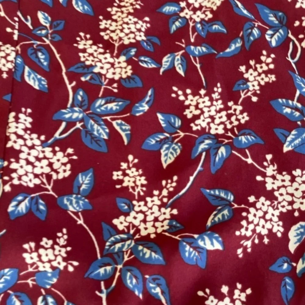 Madewell Burgundy Bell-Sleeve Tie Top in Antique Flora Size Sz XXL - Picture 6 of 6